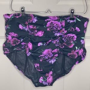 Torrid Size 2 Swim Brief Black w/ Purple flowers